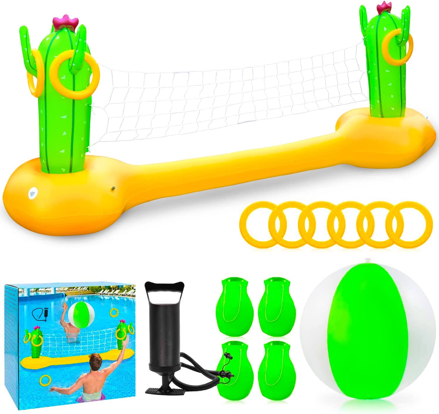 Aystkniet Inflatable Pool Volleyball Set, Floating Water Volleyball Net