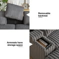 thumbnail image 3 of BUIORD 84" Oversized 3-Seater Chaise Lounge Indoor - Corduroy Upholstered Lounge Chair with Cup Holder and Storage - Deep Seat Chaise Lounge for Living Room - Gray, 3 of 9