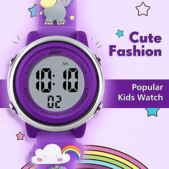 Kids Watches Digital Girl Watches Ages 5 12 Sport Waterproof 3d Cute Cartoon Digital 7 Colors Lights Wrist Watch For Boys Girls Gifts Purple