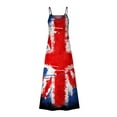 thumbnail image 4 of Edvintorg 4Th Of July Long Dress Summer Independence Day Women Fashion Sling Mid-Waist V-Neck Sleeveless Stripe Printing Slim Beach Long Dress, 4 of 5