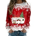 thumbnail image 2 of Craaazy Women's Fashion Christmas Snowman Printed Casual Round Neck Long Sleeve Loose Shirts Gifts, 2 of 4