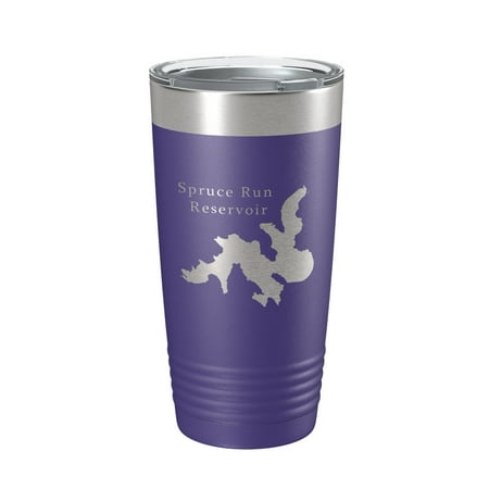 

Spruce Run Reservoir Tumbler Lake Map Travel Mug Insulated Laser Engraved Coffee Cup New Jersey 20 oz Purple