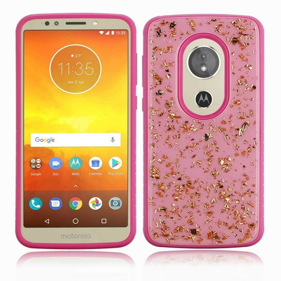 GSA Frozen Gold Glitter Hybrid Case For Motorola Moto E5 Play/E5 Cruise - Pink