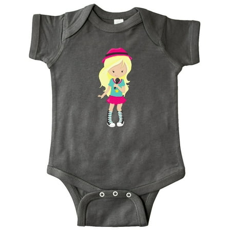 

Inktastic Rock Girl Blonde Hair Band Singer Microphone Gift Baby Girl Bodysuit