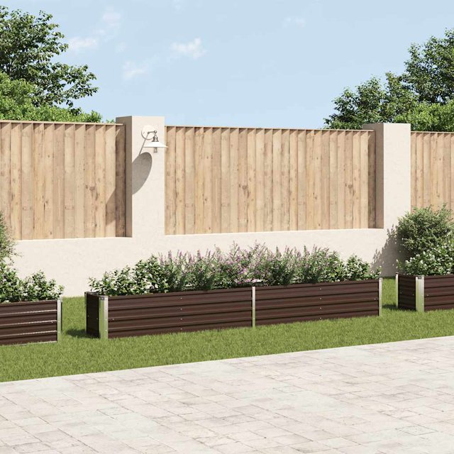 vidaXL Jardinière Surélevée en Acier Galvanisé, Résistante aux Intempéries, Marron, 126"x15.7"x17.7 Pouces