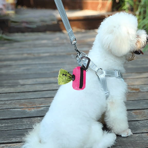 Practical Dog Poop Bag Dispenser Pet Waste Bag Holder with Mesh Fabric for Outdoor Walking Dog Supply
