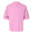 thumbnail image 5 of HDGB Men's Cotton Linen Henley Shirts with 3 Buttons, Casual 3/4 Sleeve Regular-Fit Band Collar T-Shirt Summer Lightweight Hippie Beach Tops with Pockets, 5 of 5