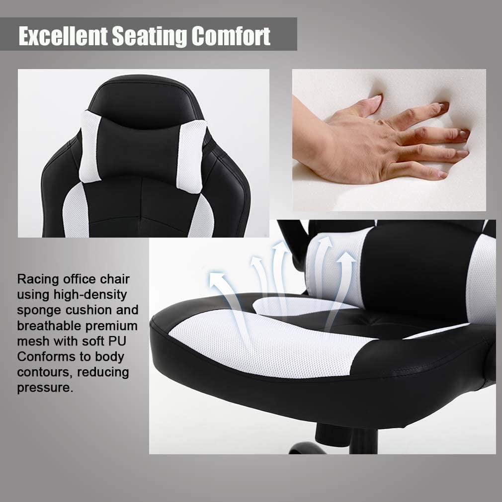 BestOffice PC Gaming Chair Ergonomic Office Chair Desk Chair with Lumbar  Support Flip Up Arms Headrest PU Leather Executive High Back Computer Chair  for Adults Women Men (White) • Price »