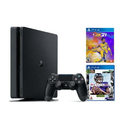 PlayStation 4 1TB Console with 2020 Sports Bundle - PS4 Slim 1TB Jet Black HDR Gaming Console, Wireless Controller and