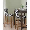 thumbnail image 2 of Black and White Checkered Bar Stool Covers Set of 2, Modern Irregular Geometric Stretch Washable Bar Chair Covers with Backs, Removable Pub Counter Height Chair Cover for Kitchen Dining Room Cafe, 2 of 7