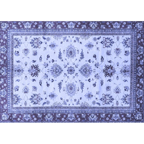 Ahgly Company Machine Washable Indoor Rectangle Oriental Blue Traditional Area Rugs, 3' x 5'