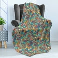 thumbnail image 4 of Moroccan Soft Flannel Fleece Throw Blanket, Floral Abstract Ornate Floral Arrangement Oriental Motifs Foliage Pattern, Cozy Plush for Indoor and Outdoor Use, 60" x 80", Multicolor, by Ambesonne, 4 of 5