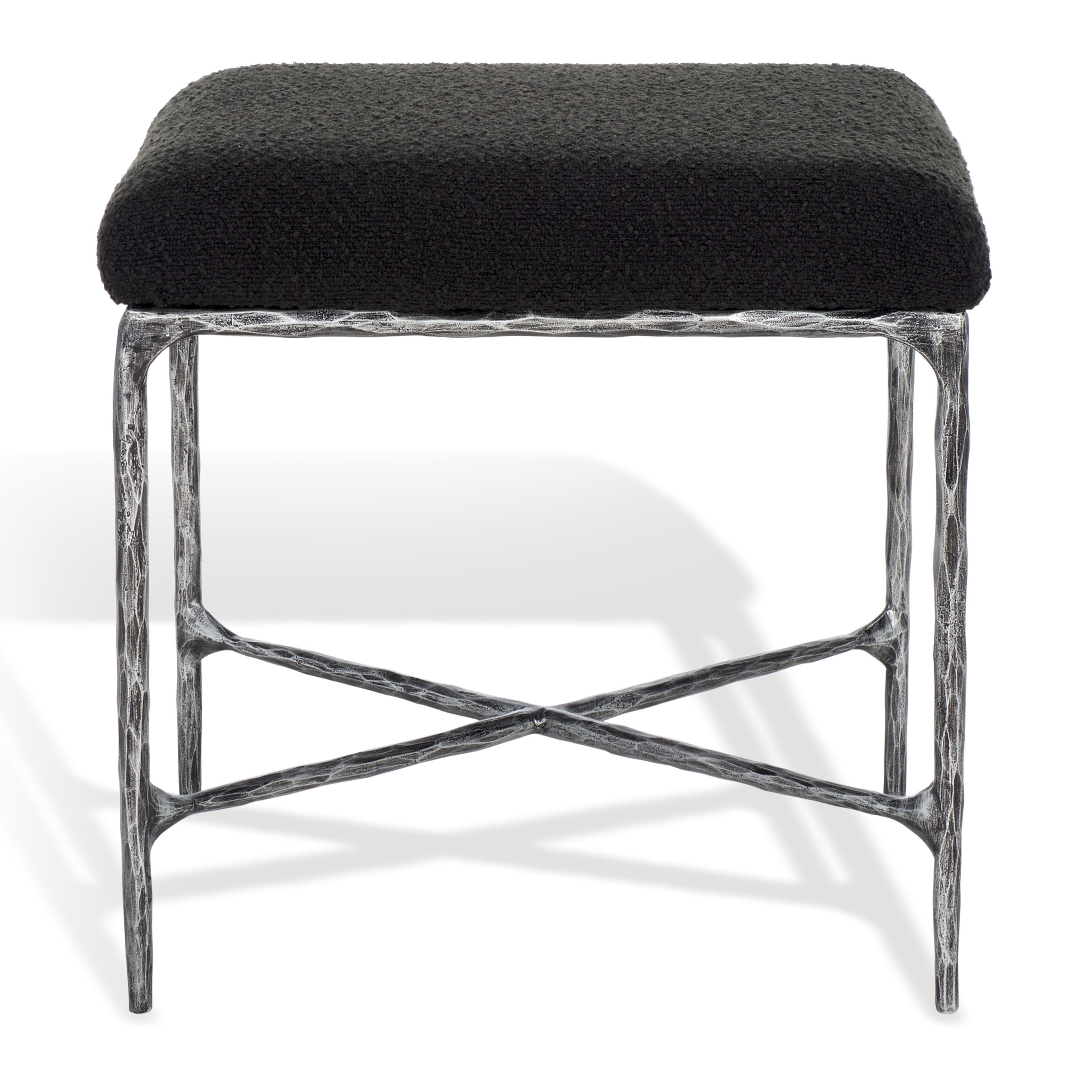 SAFAVIEH Couture Mandy Modern Boucle Ottoman, Black