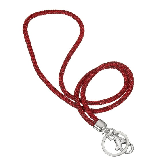 Key Lanyard for Women, 8 Inch Cute Rhinestone Keychain Sparkle Key Ring Bling Strap Neck Lanyard for Car ID Card Purse Wallet Bag, Red