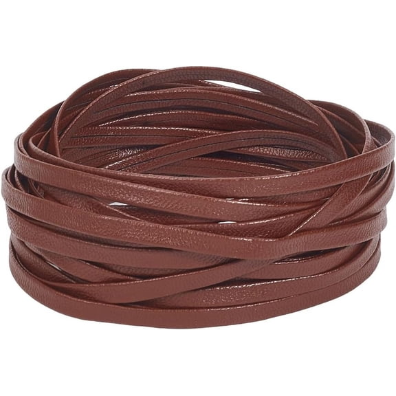 5.5 Yards 5mm Shiny Leather String 1mm Thick Flat Leather Cord Soft Lambskin Leather Straps Double Sided Lychee Grain Leather Ribbon Foldover PU Thin Leather Lace
