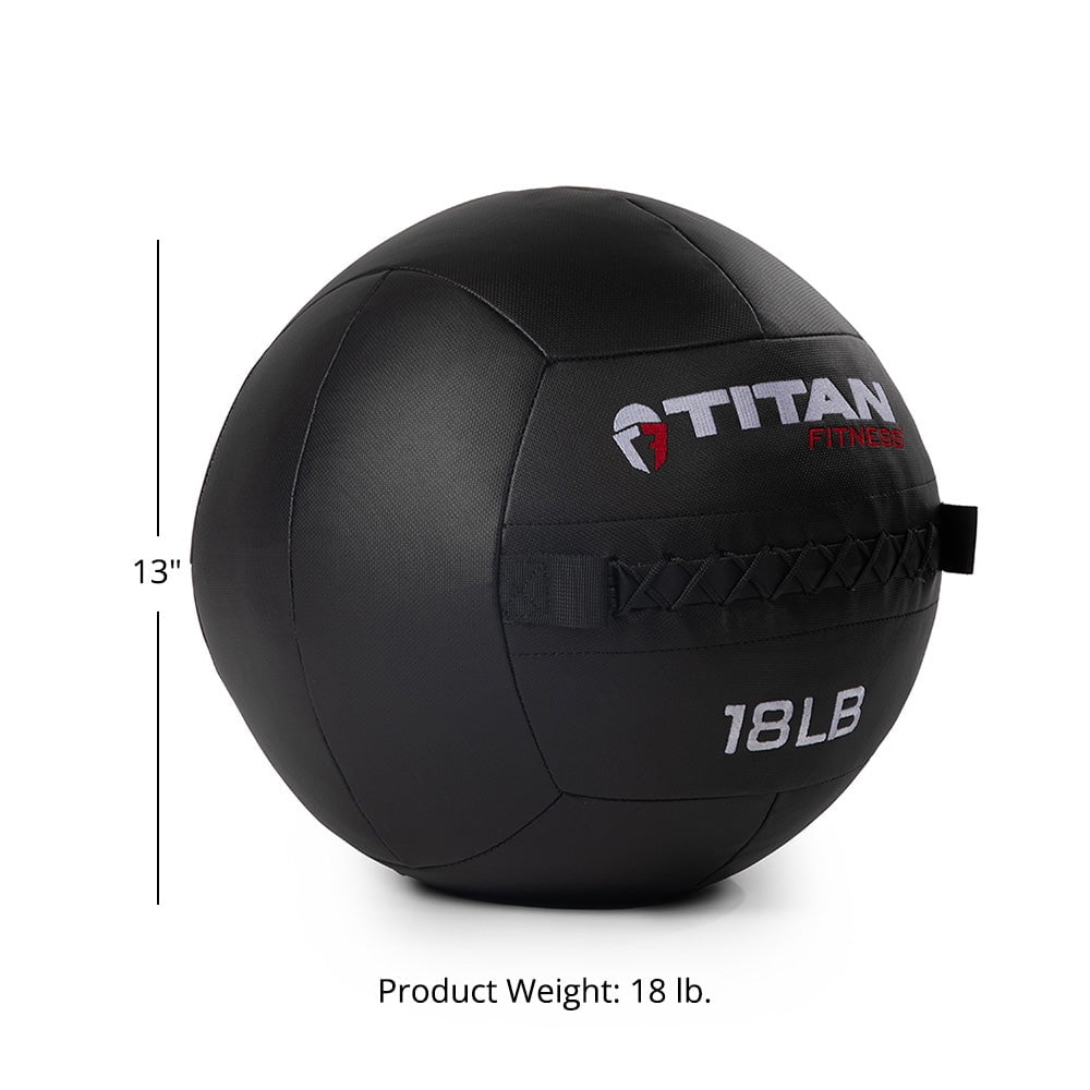Titan Fitness 18 LB Composite Wall Ball, Soft Shell Poly-Composite Laminate Cross Texture