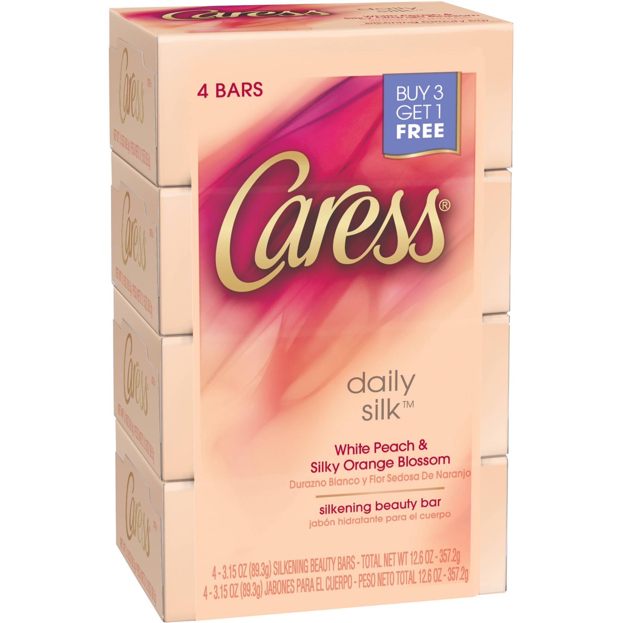 Unilever Caress Daily Silk Beauty Bar, 4 ea