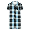 thumbnail image 4 of Tnhcen Men's Short Sleeve Turn-Down Collar Plaid Print Satin Pajama Set Sleepwear for Men Casual Home Wear Button Front Loungewear Set Summer Lightweight Pajamas for Guy, 4 of 5