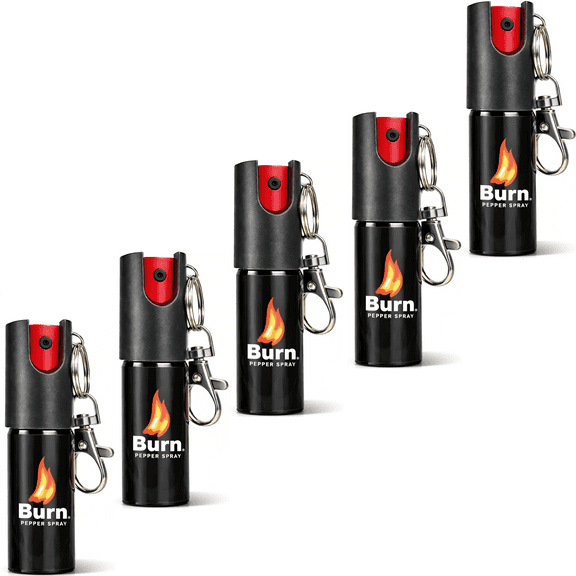 BURN Pepper Spray 1/2oz Black 5 Pack