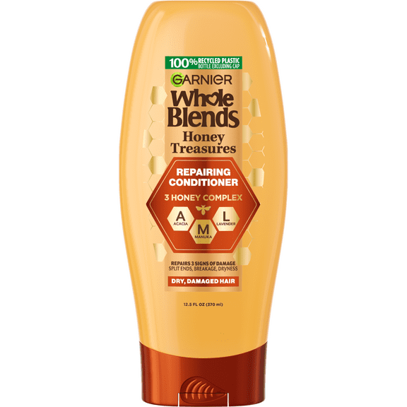 Garnier Whole Blends Honey Treasures Repairing Conditioner with Royal Jelly Honey, 12.5 fl oz