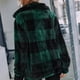 thumbnail image 3 of Mujeres chaqueta de lana cremallera cierre soporte collar clásico moda Plaid patrón Mediados de longitud doble cara abrigo de lana verde XL, 3 of 6