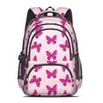 thumbnail image 2 of Butterfly and Glitter Pink Pattern Backpack for School, Cute School Bag with Adjustable Shoulder Straps and Padded Back, 16.9"x12.6"x5.9", 2 of 3
