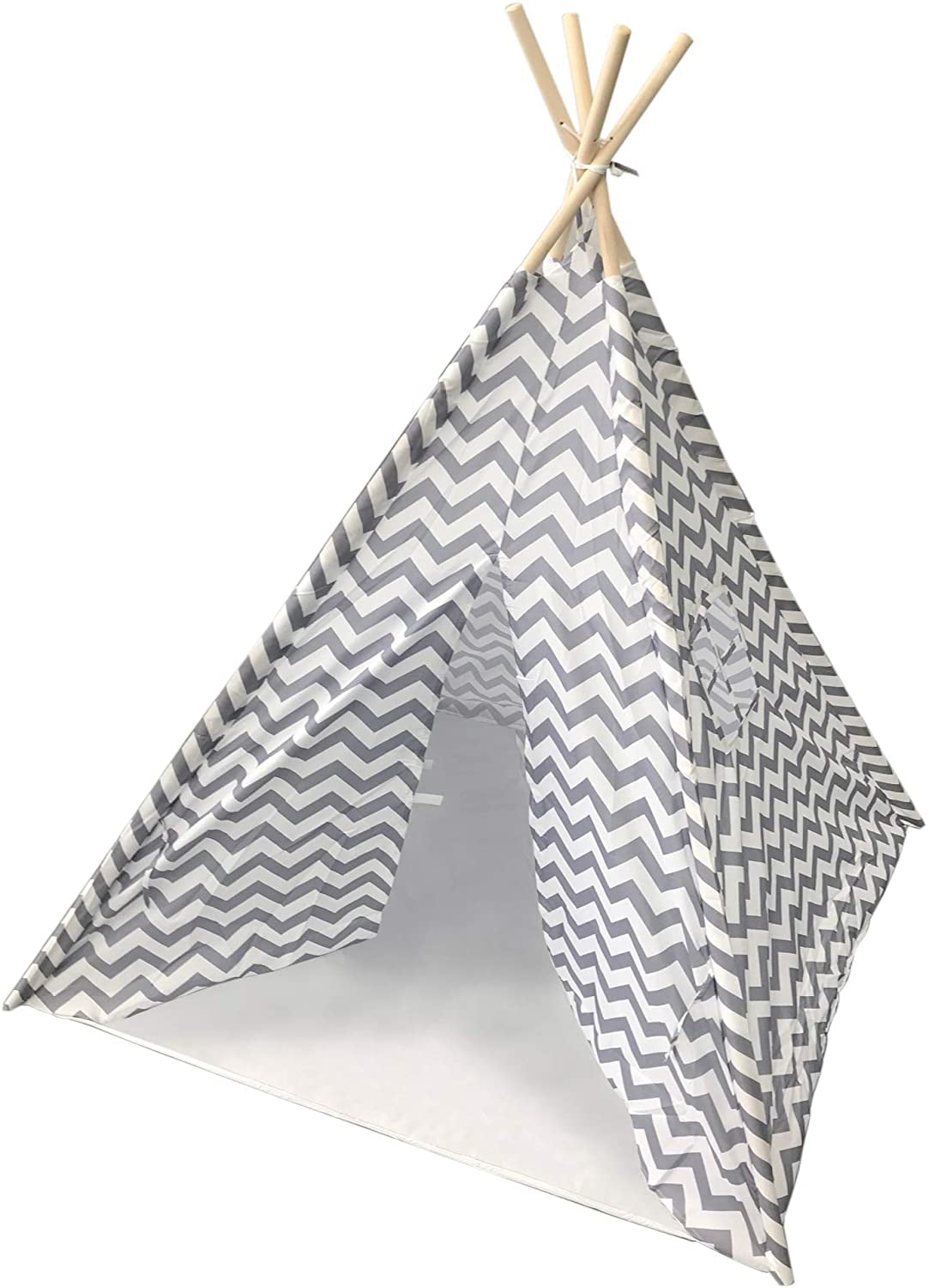 Kids Teepee Tent for Boys Girls Children Teepee Play Tent Indoor Outdoor with Carry Case Floor Mat Portable Indian Canvas Tipi Tent for Toddlers Baby Children Tee Pee Tents Grey Chevron Teepee Boys 