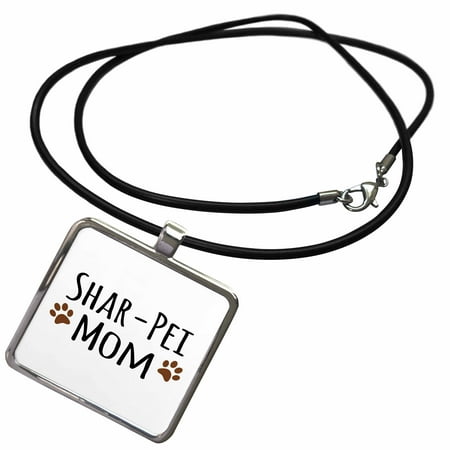Shar Pei Jewelry (3dRose Chinese Shar-Pei Dog Mom - Doggie by breed - muddy brown paw prints - doggy lover - pet owner mama - Necklace with Pendant)