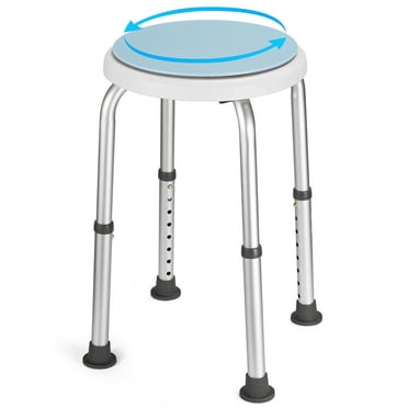 Naipo 360 Degree Rotating Shower Chair, Aluminum Swivel Bathtub Stool with Anti-Slip Rubber Tips, Tool-Free Assembly, Blue