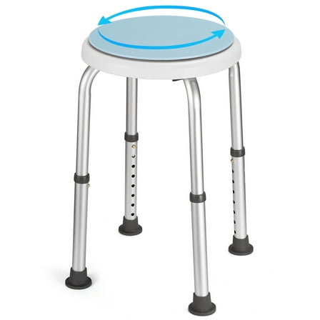 Naipo 360 Degree Rotating Shower Chair, Aluminum Swivel Bathtub Stool with Anti-Slip Rubber Tips, Tool-Free Assembly, Blue