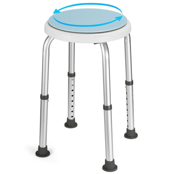 Naipo 360 Degree Rotating Shower Chair, Aluminum Swivel Bathtub Stool with Anti-Slip Rubber Tips, Tool-Free Assembly, Blue