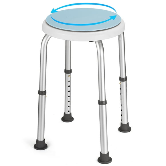 Naipo Chaise de Douche Rotative à 360 Degrés, Tabouret de Baignoire Pivotant en Aluminium avec Embouts en Caoutchouc Antidérapants, outil-Free Assembly, Bleu