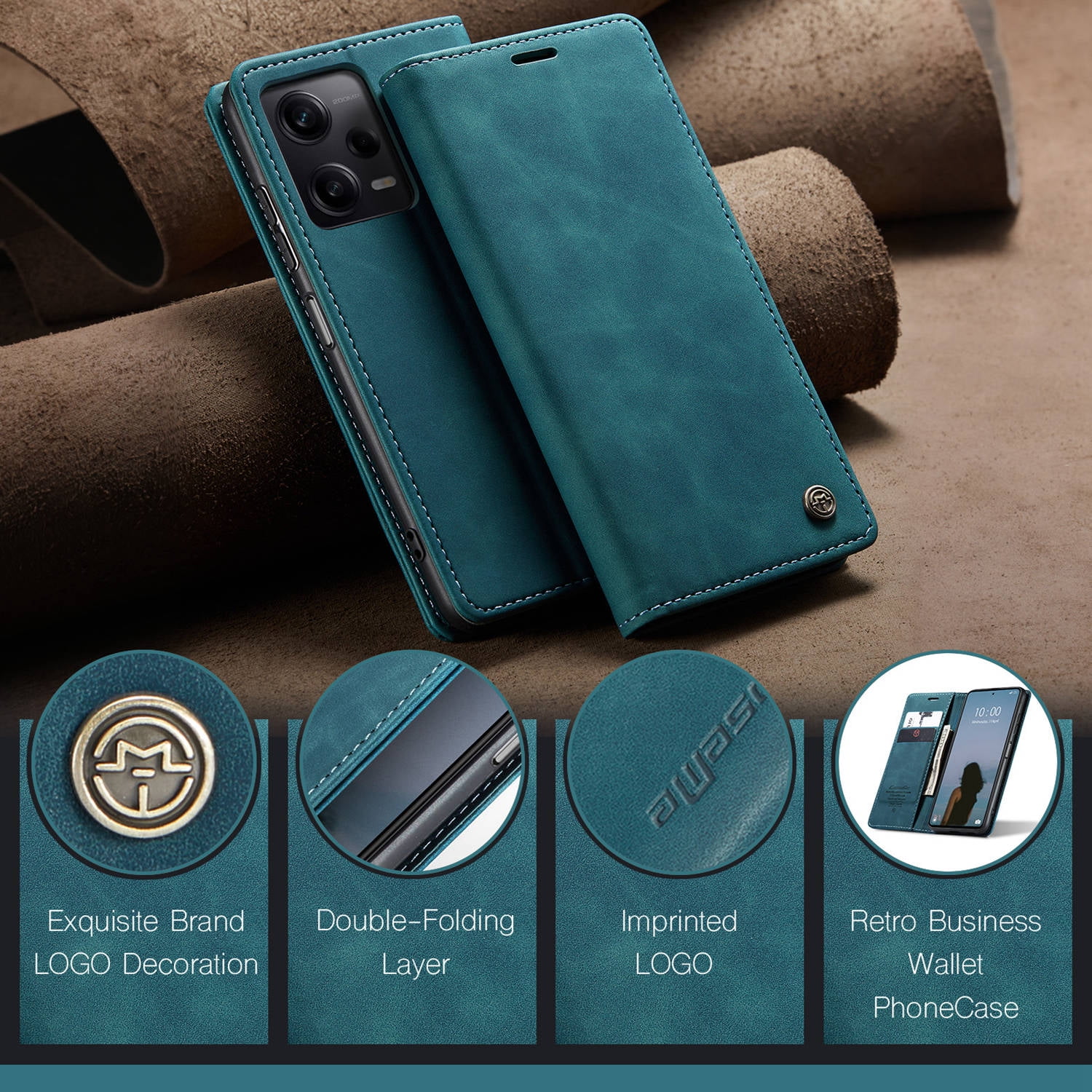 ETFAST Leather Wallet With Card Holder Zipper Phone Case For Xiaomi Poco X5 Pro High Quality Leather Phone Case