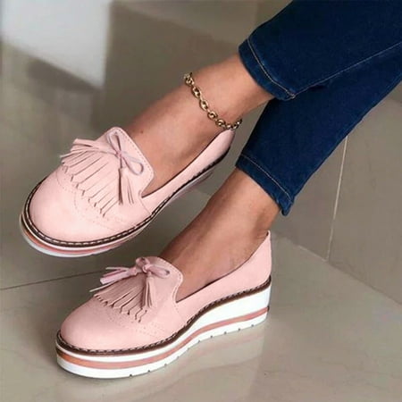 

Christmas Women s Casual Fashion Round-Toe Japanese Tassel Lace Flat Casual Shoes