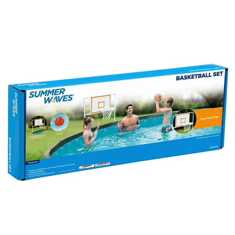 Summer Waves Basketball Set with Basketball Hoop Backboard and Rim, for  Frame Pools, White, Inflatable Basketball included, for Adults, Unisex