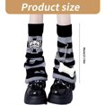 thumbnail image 3 of Harajuku Punk Striped Knitted Leg Warmers Japanese Women Gothic Skull Crosses Long Socks Leggings Boot Cuffs Foot Covers, 3 of 5