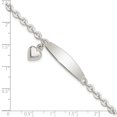 thumbnail image 4 of Sterling Silver Bracelet ID Curb Women's 4 mm 7.5 in Polished Rolo Link Heart Dangle, 4 of 4
