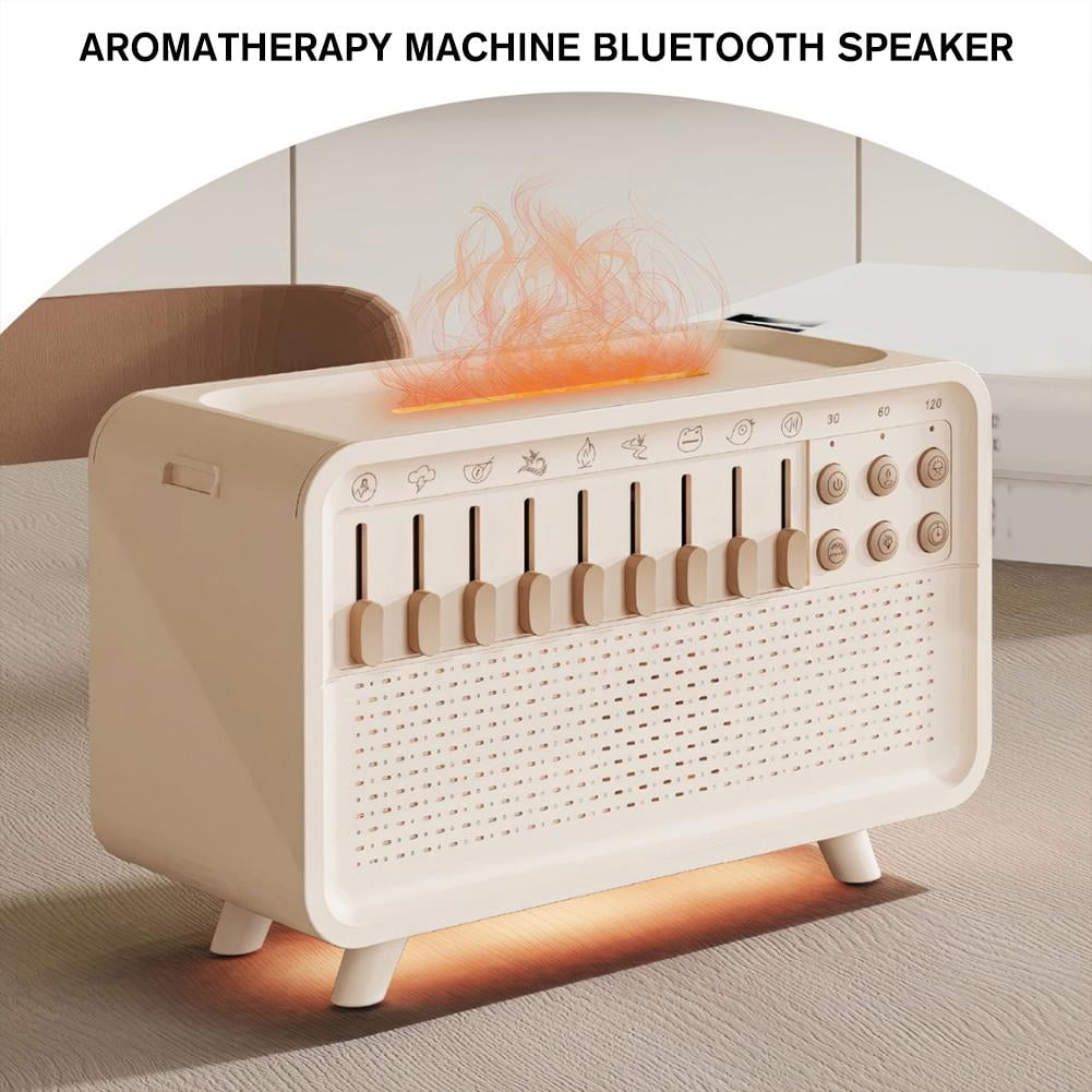 4in1 Flame Diffuser Humidifier Ultrasonic Aromatherapy 8 White Noise Combination Bluetooth Music Player Diffuser Fragrance