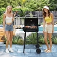 thumbnail image 2 of Gymax Barrel Charcoal Grill w/Foldable Side Table Built-in Thermometer & Storage Shelf, 2 of 10