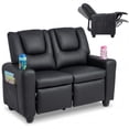 thumbnail image 1 of Costway Fauteuil Inclinable pour Enfants 2 Places avec Porte-Gobelets, Poches de Rangement Latérales, Dossier Réglable, Noir, 1 of 10