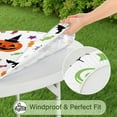 thumbnail image 5 of 44in Round Halloween Pumpkin Ghost Tablecloth with Elastic Edge, Fitted Table Cover for 36-44" Tables, Polyester Reusable Table Cloths Wipe Clean for Picnic, Dining, Outdoor Use and Party Decor, 5 of 7