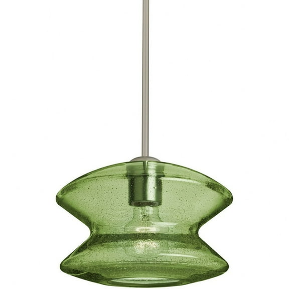 Besa Lighting - Zen - 1 Light Stem Pendant-Satin Nickel Finish-Moss Bubble Glass