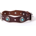 thumbnail image 1 of Uds. (L) Collar de perro de cuero genuino de lujo hecho a mano, onda Vintage, 1 of 5