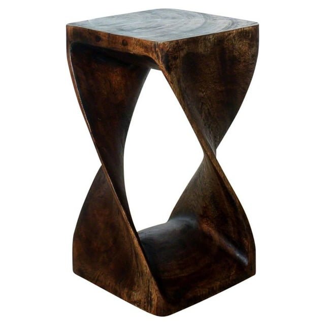 Strata Furniture 18x10" Traditional Wood Twist Stool/End Table in Mocha Brown