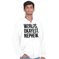 thumbnail image 3 of Worlds Okayest Nephew Aunt Uncle Joke Men's Big & Tall Graphic Zip Up Hoodie Brisco Brands 5X, 3 of 5