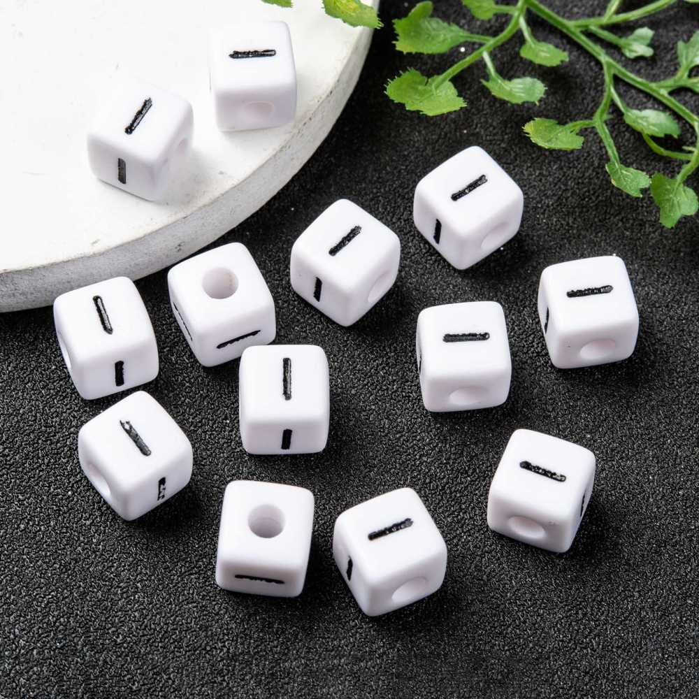Letter Acrylic European Beads Horizontal Hole Cube Letter.I 10x10x10mm Hole: 3.5~4mm about 598pcs/500g