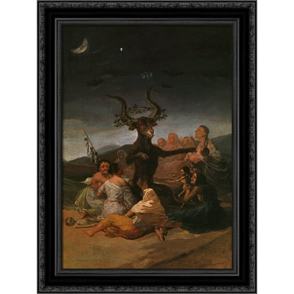 Witches Sabbath 19x24 Black Ornate Wood Framed Canvas Art by Goya, Francisco de