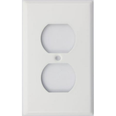 Baldwin Duplex Switchplate - Stamped Steel Smooth White 1 Gang Duplex Outlet Switch Plate