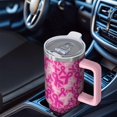 thumbnail image 6 of Pink Breast Cancer Tumbler with Handle and Lid,40oz Double Wall Vacuum Insulated Tumbler,Cups Gift for Women and Men, 6 of 7