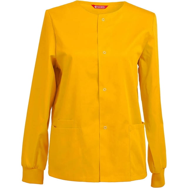 Womens Scrub Jacket Workwear Snap Front Warm-up Scrubs Jacket